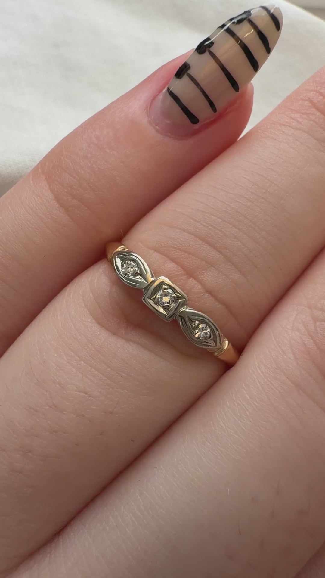 Art Deco 14k Two-Tone Gold and Diamond Band