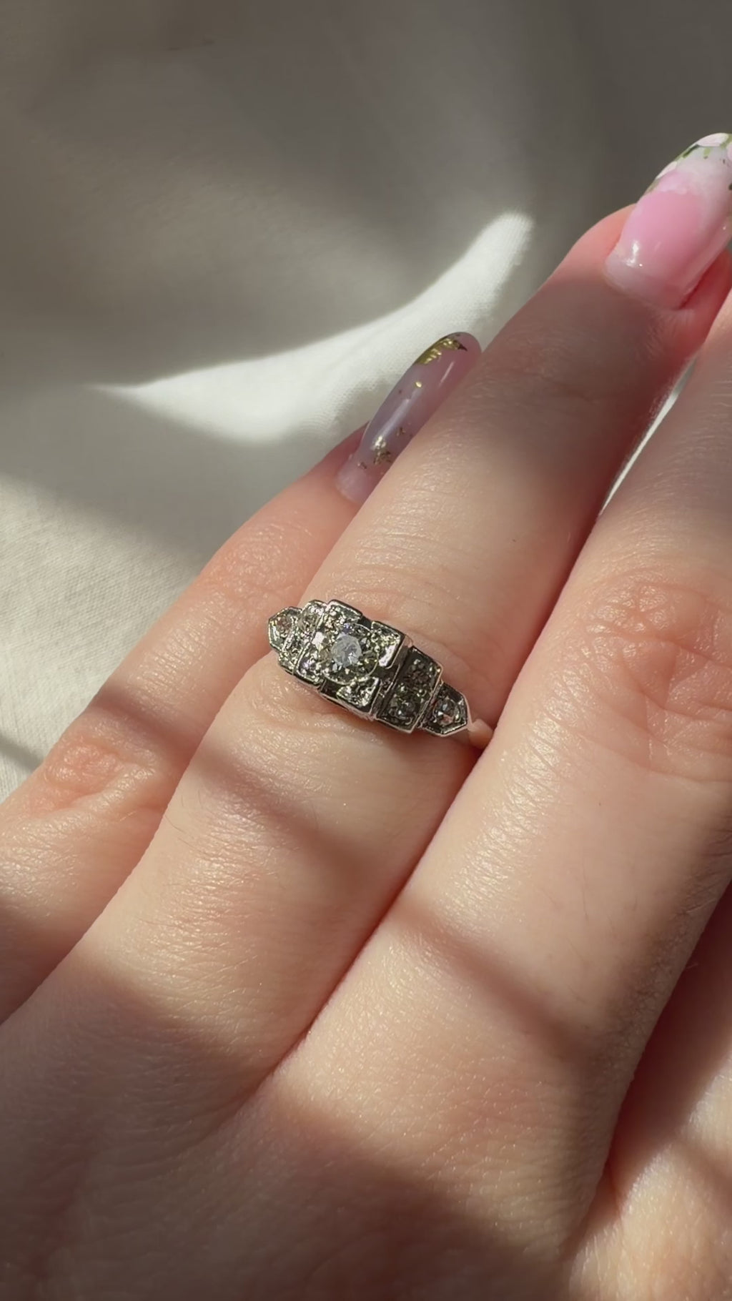 Art Deco Schless Brod & Co. Platinum and Diamond “Horseshoe” Ring