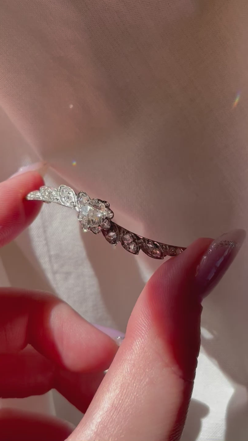 Edwardian Platinum, 14k Rose Gold, and Diamond Winged Brooch