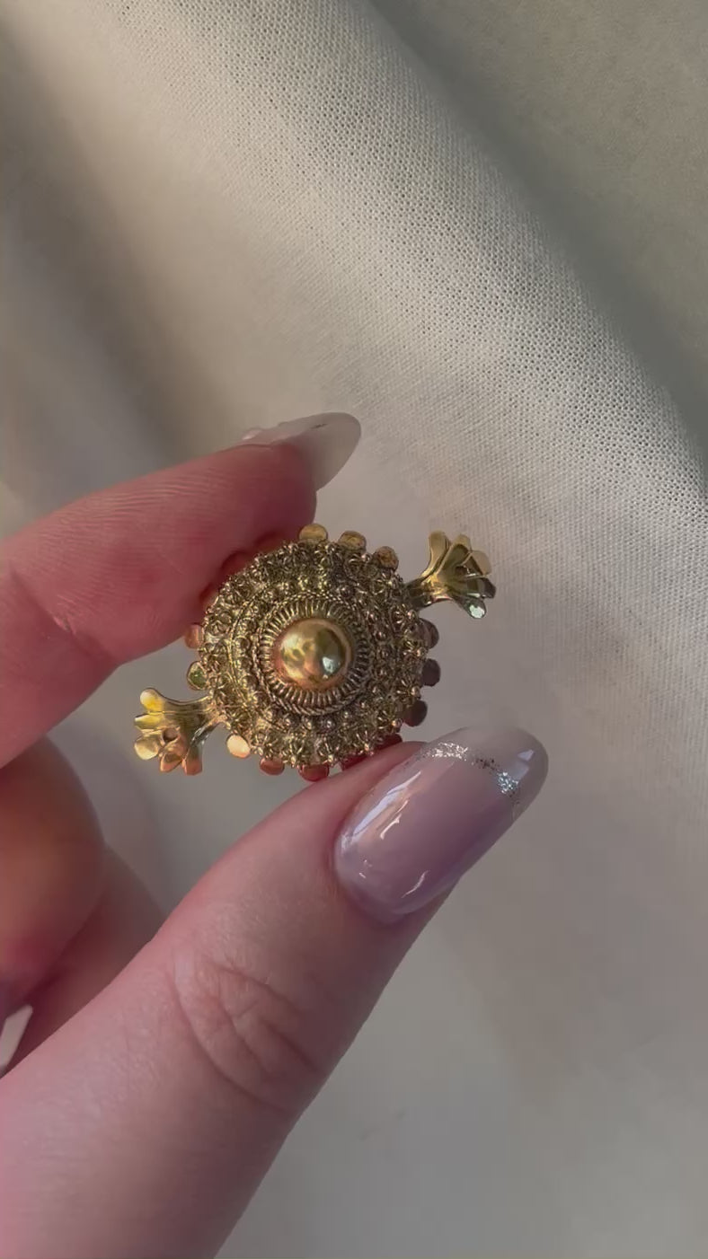 Georgian 18k Yellow Gold Cannetille Brooch