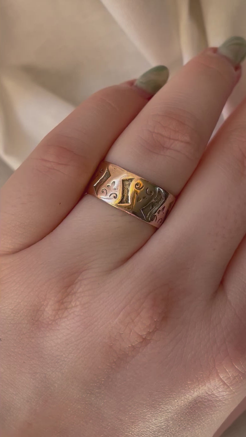 Victorian 10k Rose Gold Engraved Cigar Band