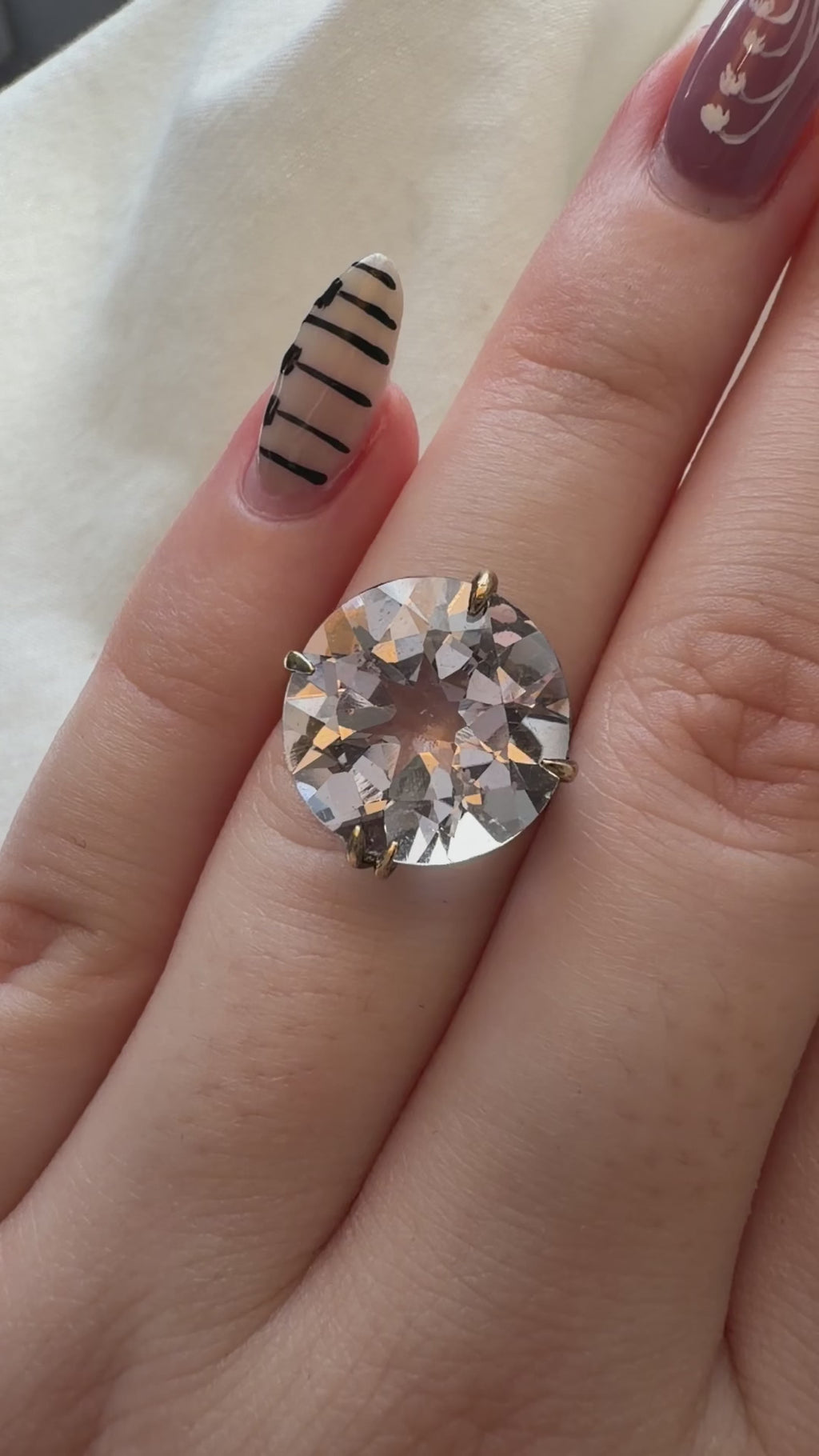 Mid-Century 14k Yellow Gold and Rock Crystal Cocktail Ring