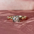 Retro 14k Two - Tone and Old European Cut Diamond Solitaire Ring - Clover Collective Antiques