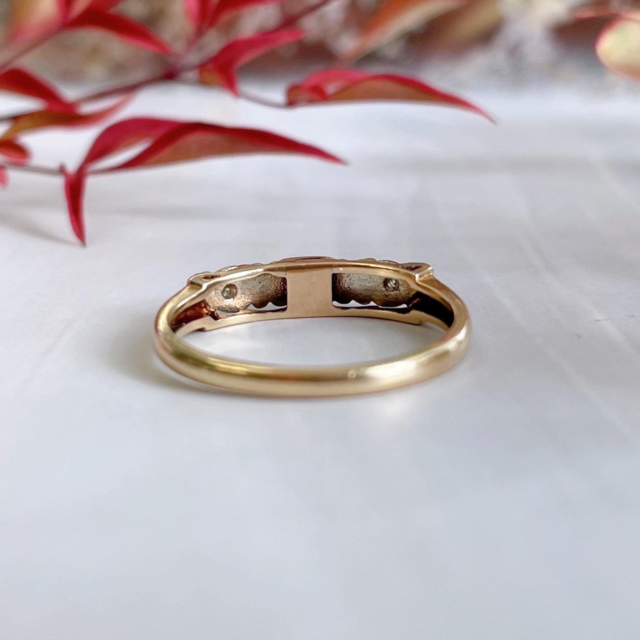 Retro 14k Two - Tone Gold and Diamond Band Ring - Clover Collective Antiques