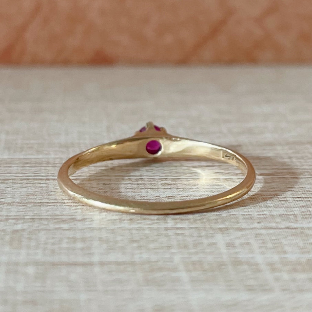 Retro 14k Yellow Gold and Ruby Solitaire Ring - Clover Collective Antiques