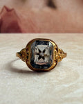 Retro Budlong Docherty & Armstrong 10k Yellow Gold and Blue Glass Bezel Ring - Clover Collective Antiques