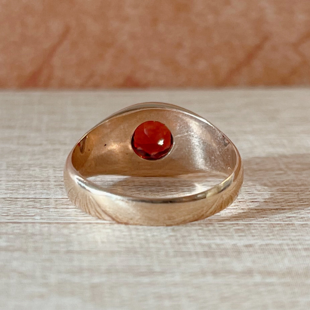 Victorian 10k Rose Gold and Garnet Belcher Ring - Clover Collective Antiques