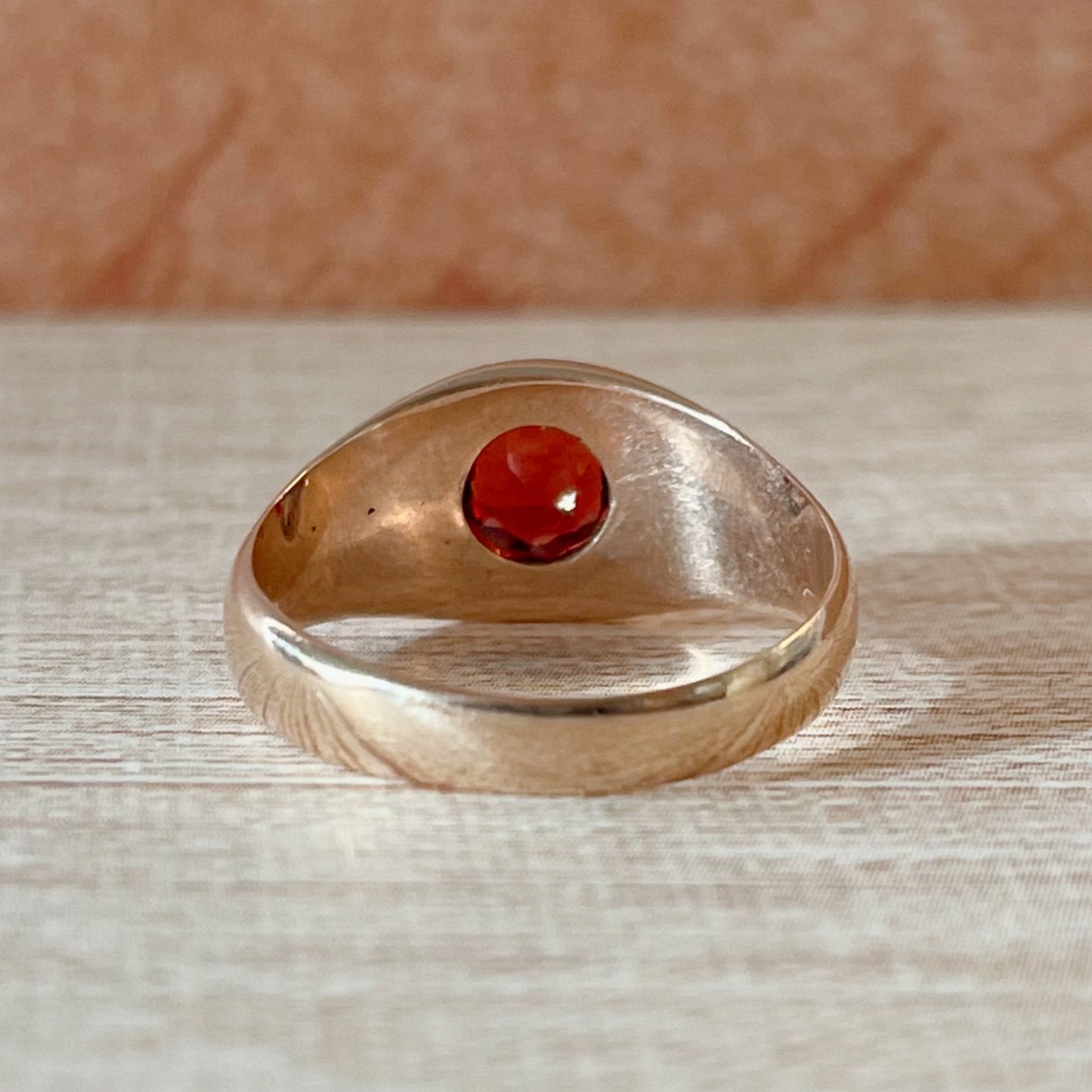 Victorian 10k Rose Gold and Garnet Belcher Ring - Clover Collective Antiques