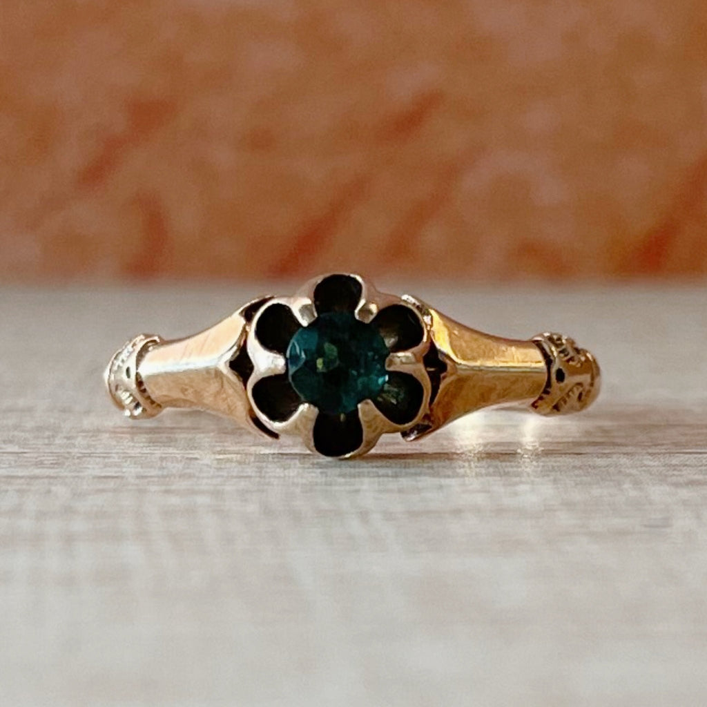 Victorian 10k Rose Gold and Tourmaline Midi Baby Ring - Clover Collective Antiques