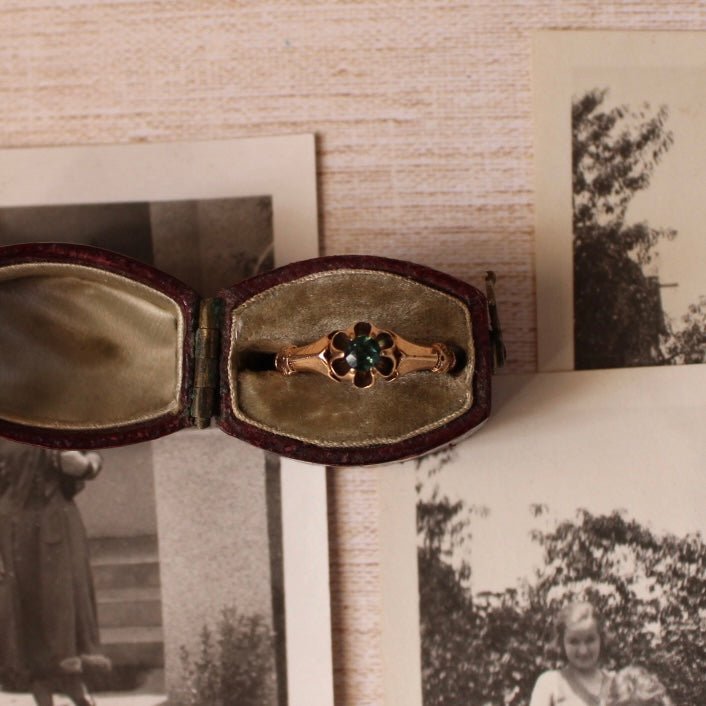 Victorian 10k Rose Gold and Tourmaline Midi Baby Ring - Clover Collective Antiques