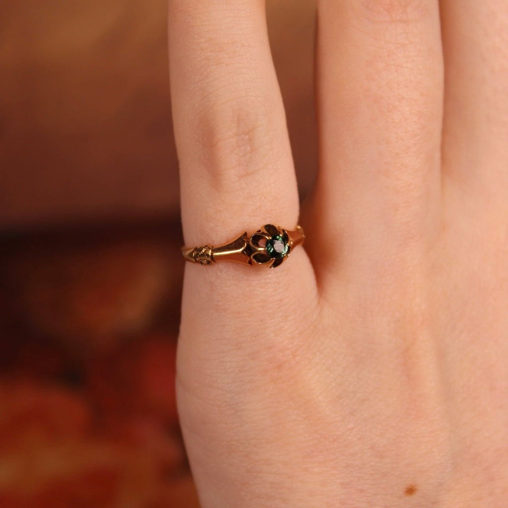 Victorian 10k Rose Gold and Tourmaline Midi Baby Ring - Clover Collective Antiques