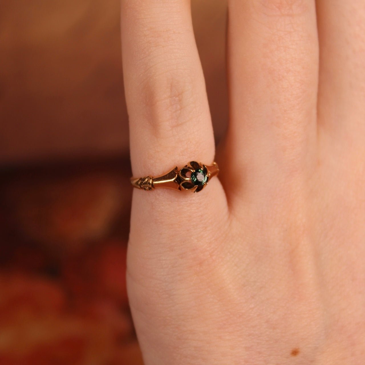 Victorian 10k Rose Gold and Tourmaline Midi Baby Ring - Clover Collective Antiques