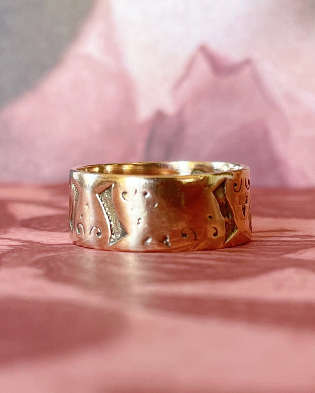 Victorian 10k Rose Gold Engraved Cigar Band - Clover Collective Antiques
