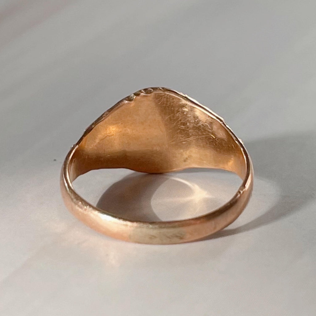 Victorian 10k Rose Gold Signet Baby Midi Ring - Clover Collective Antiques