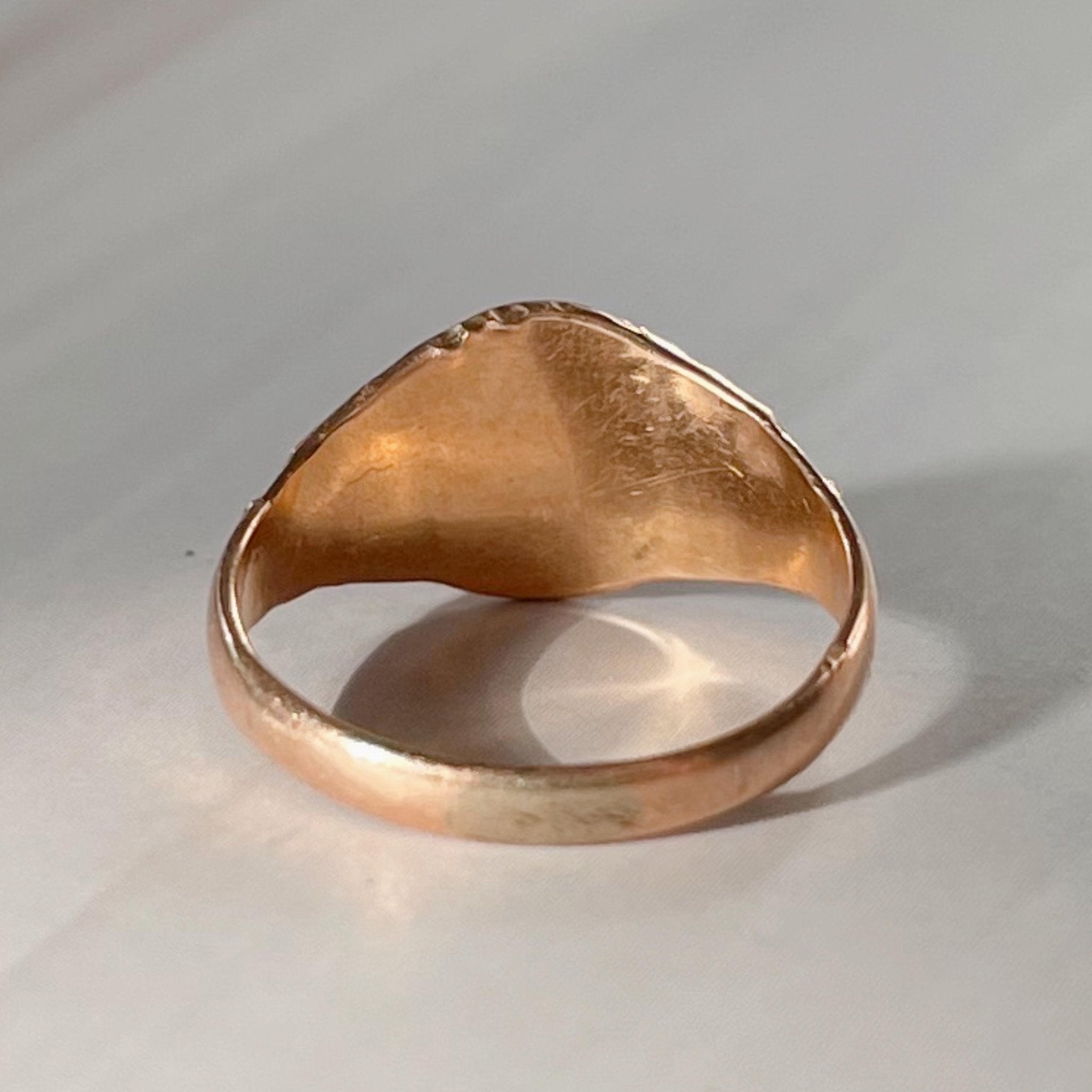 Victorian 10k Rose Gold Signet Baby Midi Ring - Clover Collective Antiques