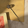Victorian 12k Yellow Gold, Star Facet Old Mine Cut Paste, Gold - Tone, and Enamel Stickpin - Clover Collective Antiques