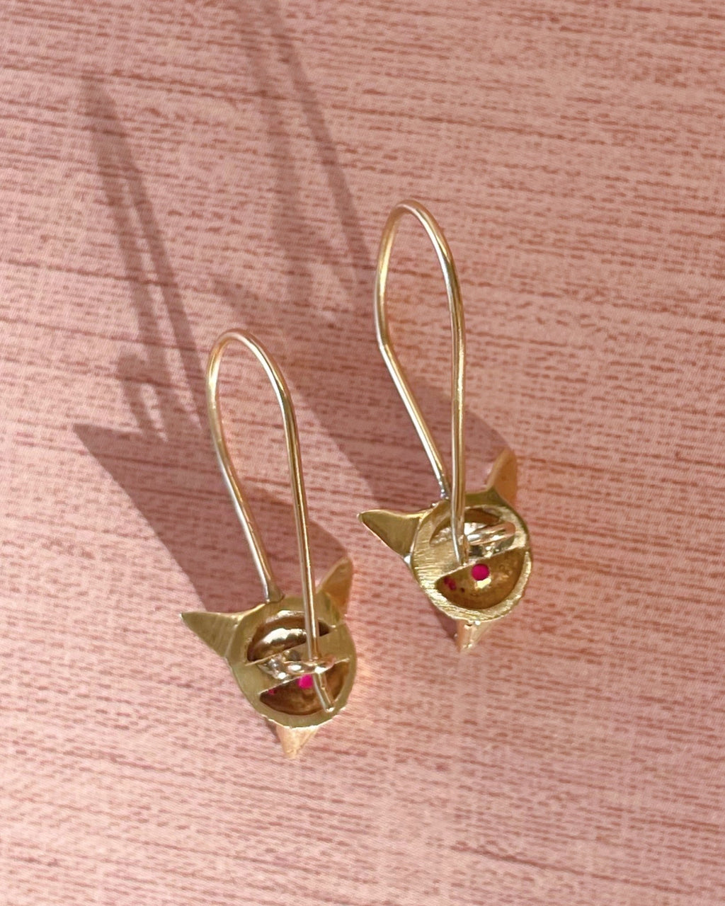 Victorian 14k, 10k Gold, and Ruby Fox Earrings - Clover Collective Antiques
