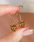 Victorian 14k, 10k Gold, and Ruby Fox Earrings - Clover Collective Antiques