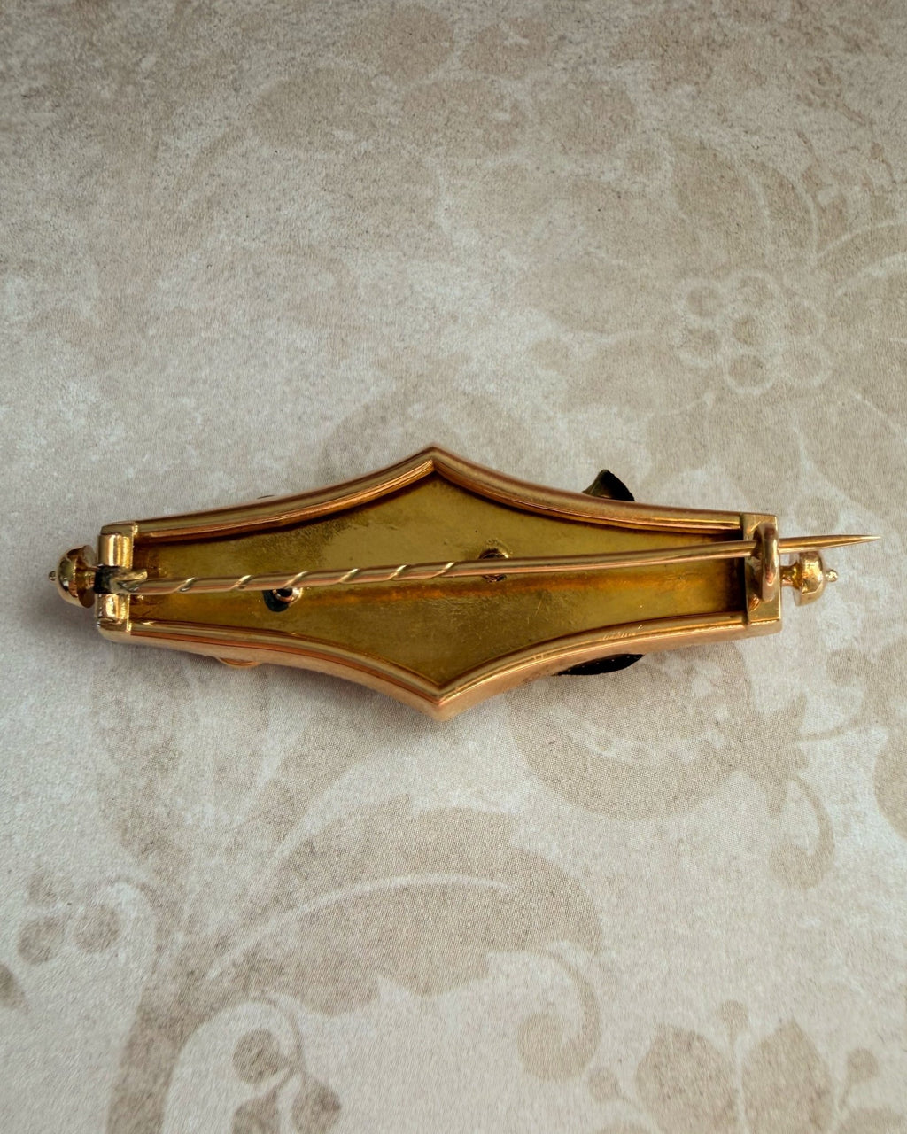 Victorian 14k Bloomed Two-Tone Gold, Turquoise, and Pearl Buckle Brooch - Clover Collective Antiques