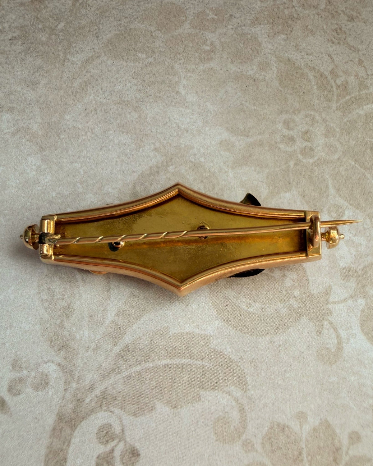 Victorian 14k Bloomed Two-Tone Gold, Turquoise, and Pearl Buckle Brooch - Clover Collective Antiques