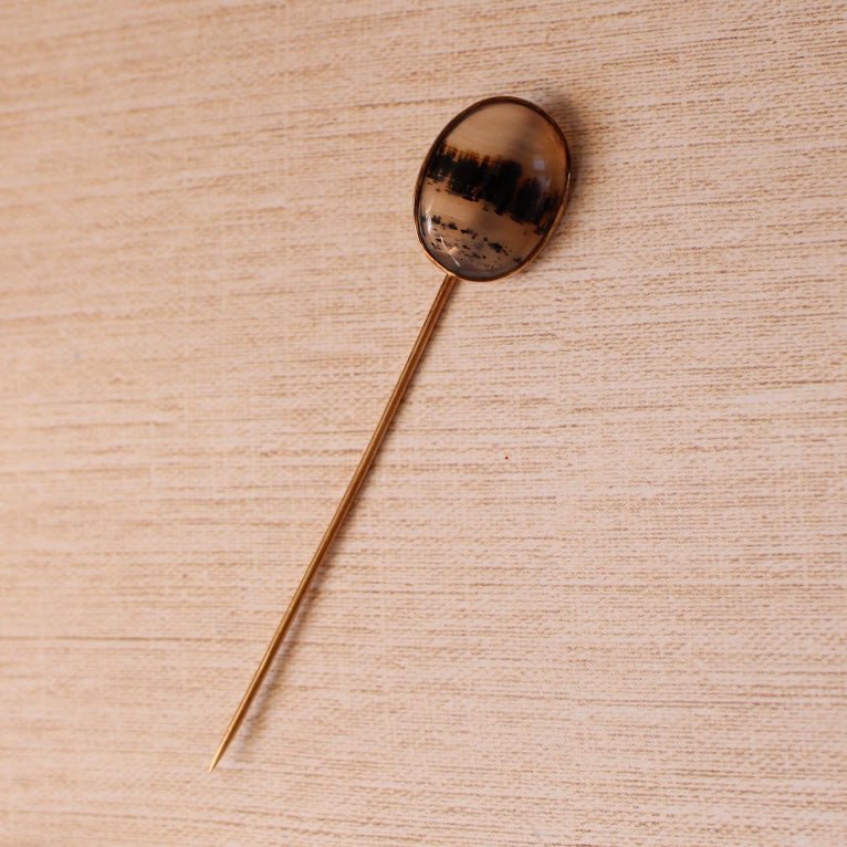 Victorian 14k Rose Gold and Agate Stickpin - Clover Collective Antiques