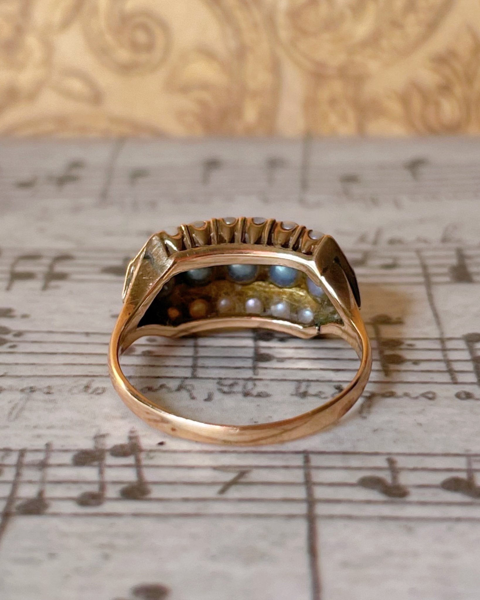 Victorian 14k Rose Gold and Pearl Ring - Clover Collective Antiques