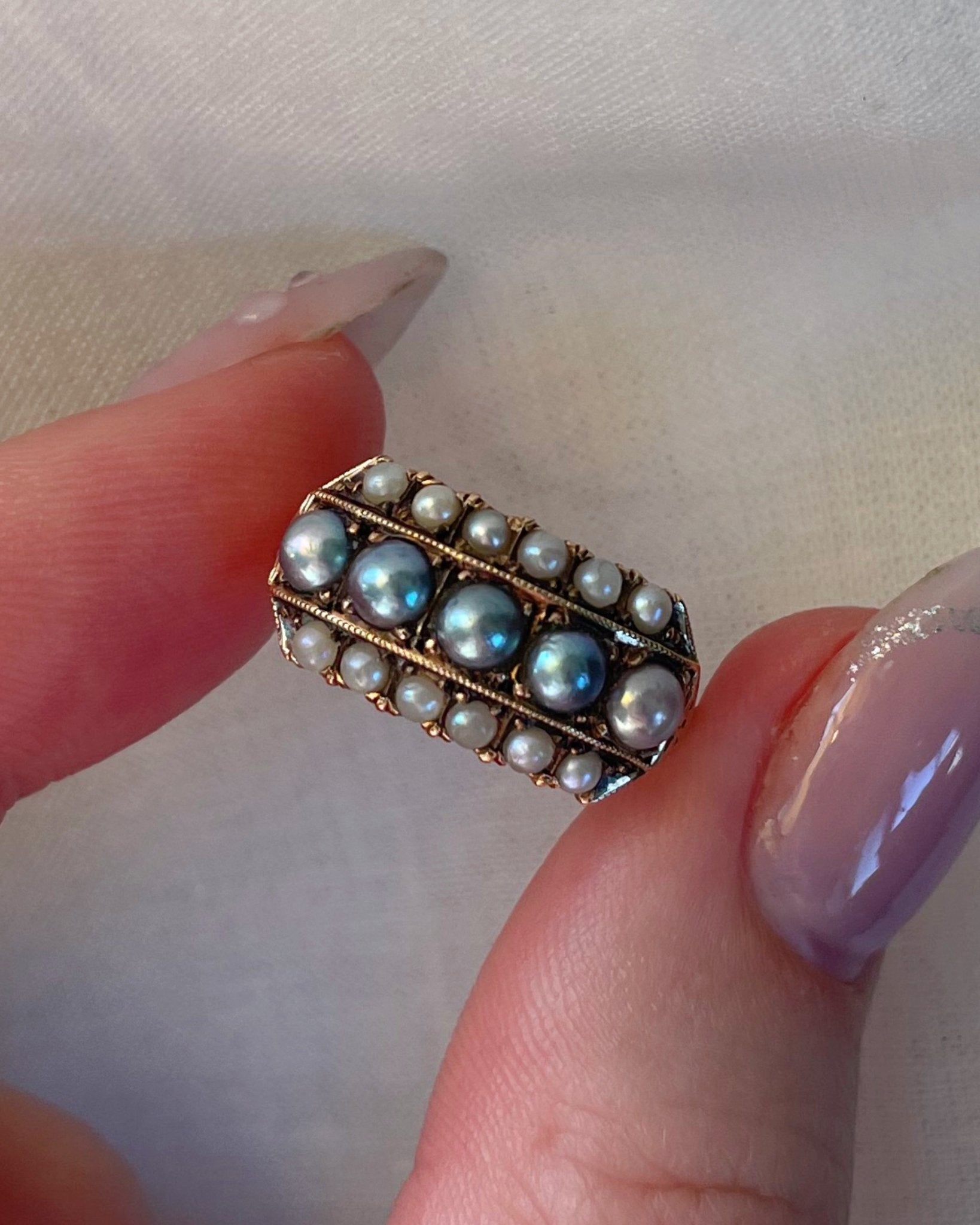 Victorian 14k Rose Gold and Pearl Ring - Clover Collective Antiques