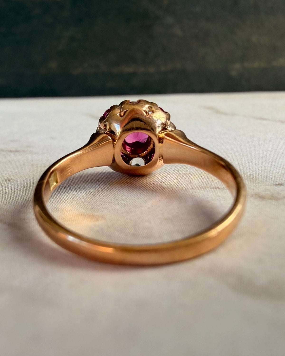Victorian 14k Rose Gold, Pink Topaz, and White Quartz Ring - Clover Collective Antiques