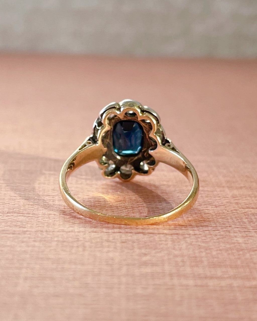 Victorian 14k Yellow Gold and Silver Sapphire and Diamond Cluster Ring - Clover Collective Antiques