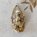 Victorian 14k Yellow Gold, Diamond, Emerald, and Pearl Jar Pendant/Charm - Clover Collective Antiques