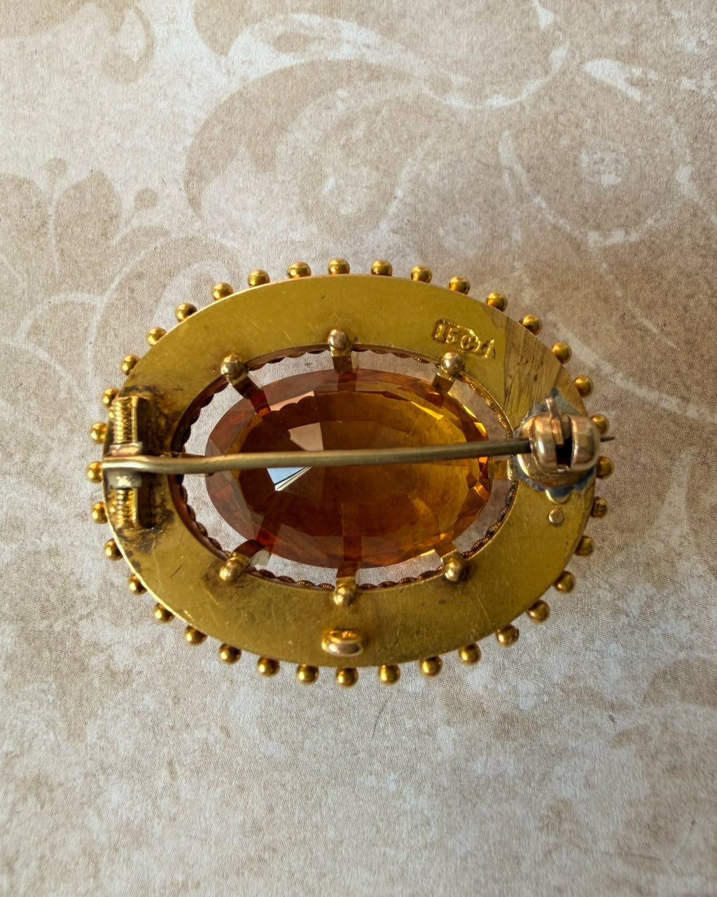 Victorian 15k Yellow Bloomed Gold and Citrine Brooch - Clover Collective Antiques