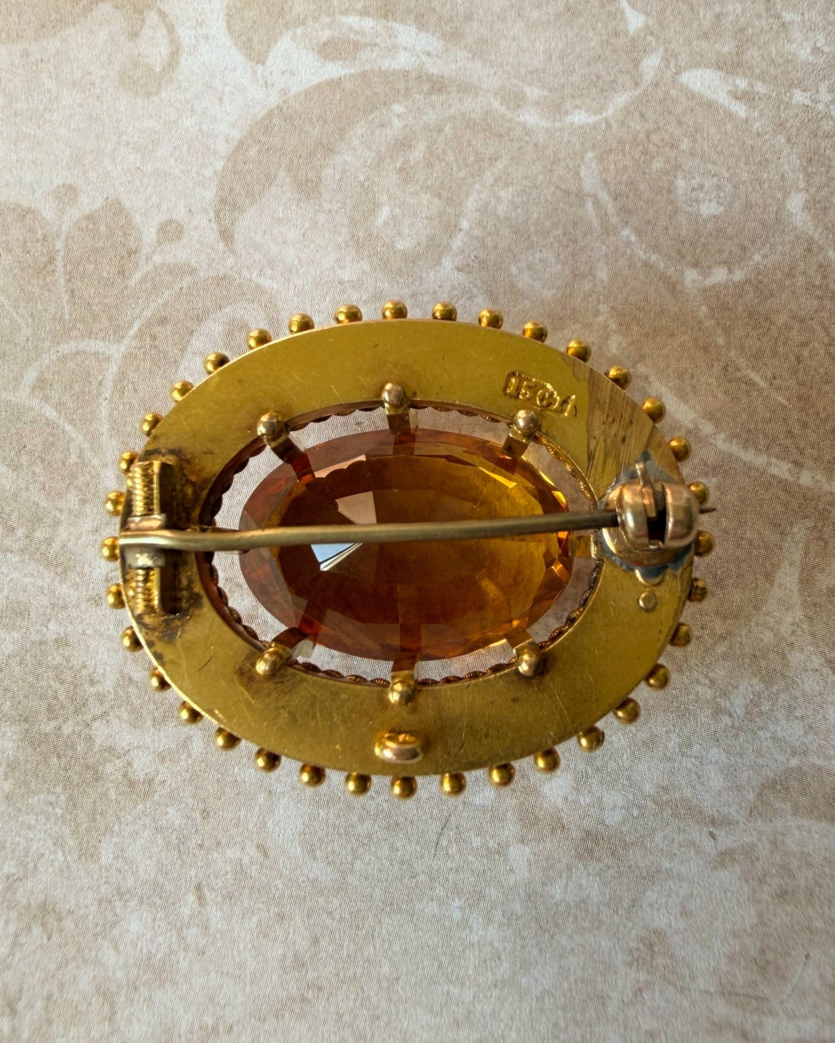 Victorian 15k Yellow Bloomed Gold and Citrine Brooch - Clover Collective Antiques