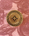 Victorian 18k Yellow Gold and Black Enamel Circle Pendant Brooch - Clover Collective Antiques