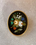 Victorian 18k Yellow Gold Pietra Dura Floral Pendant Brooch - Clover Collective Antiques