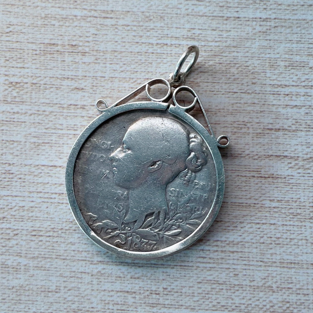 Victorian Queen Victoria Diamond Jubilee Commemorative Sterling Silver Medallion Pendant - Clover Collective Antiques