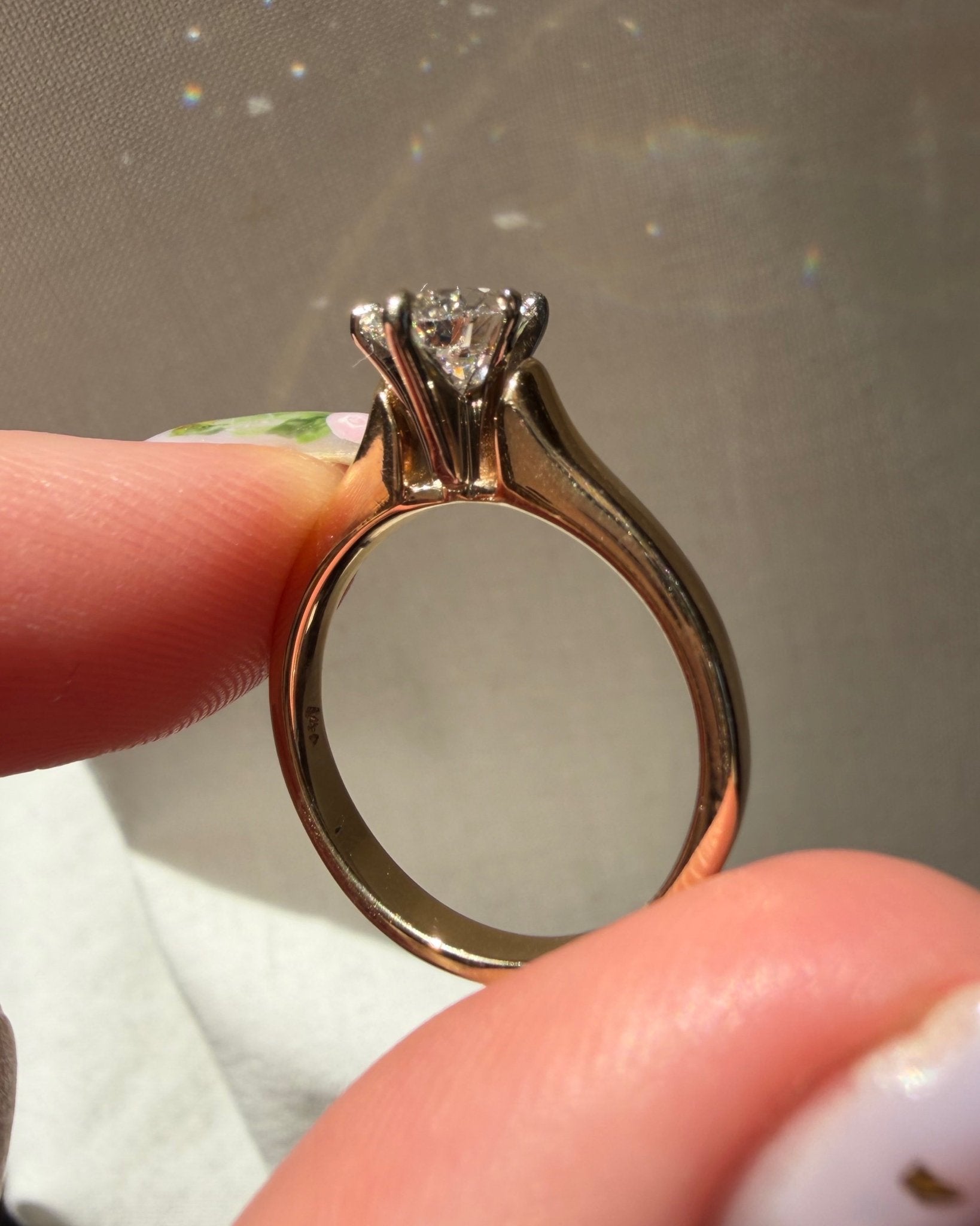 Vintage 14k Two - Tone 1.20 Carat Pear Cut Diamond Solitaire Ring - Clover Collective Antiques