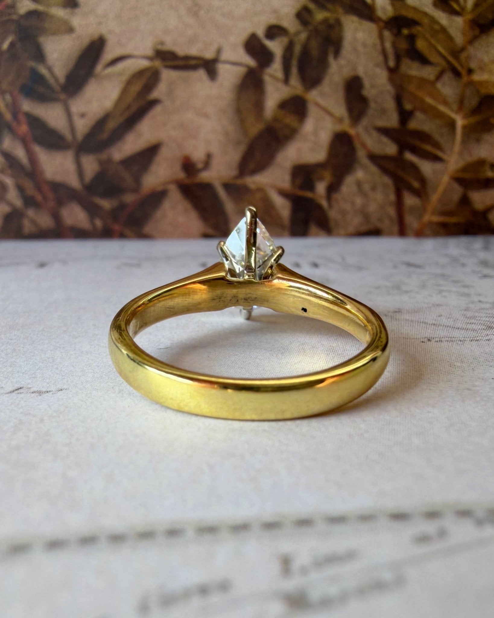 Vintage 14k Two - Tone 1.20 Carat Pear Cut Diamond Solitaire Ring - Clover Collective Antiques