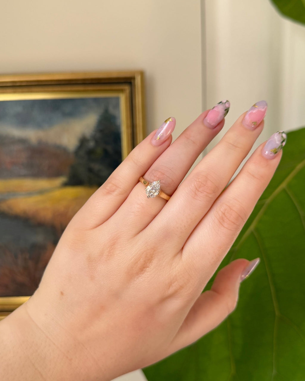 Vintage 14k Two - Tone 1.20 Carat Pear Cut Diamond Solitaire Ring - Clover Collective Antiques