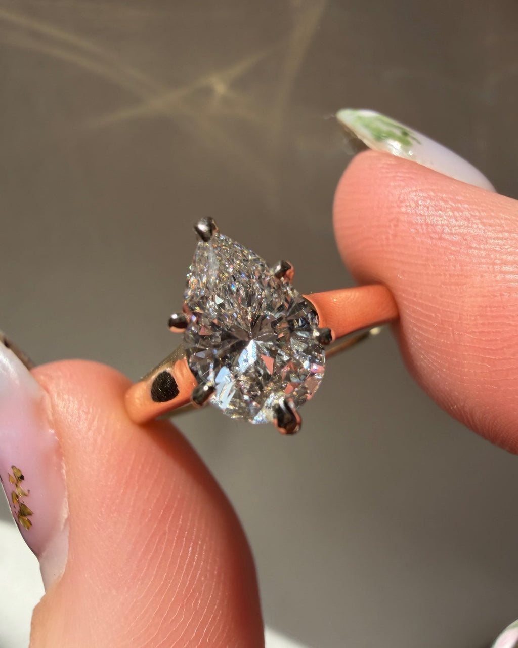 Vintage 14k Two - Tone 1.20 Carat Pear Cut Diamond Solitaire Ring - Clover Collective Antiques