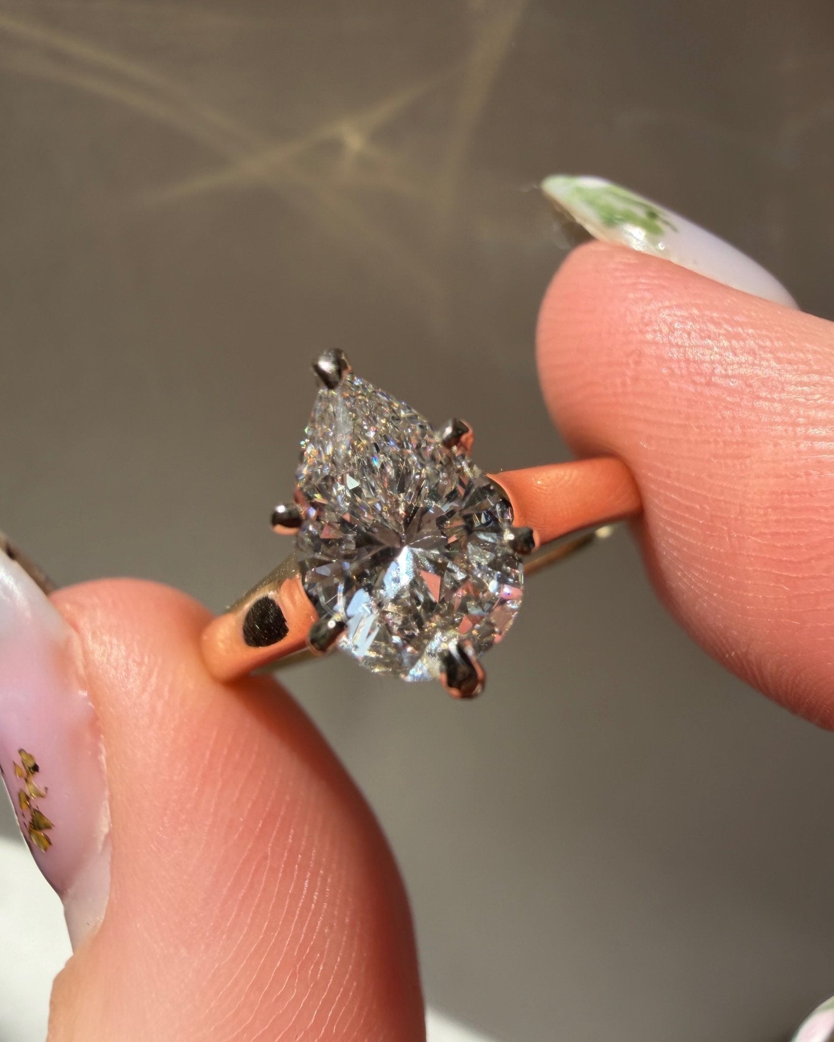 Vintage 14k Two - Tone 1.20 Carat Pear Cut Diamond Solitaire Ring - Clover Collective Antiques
