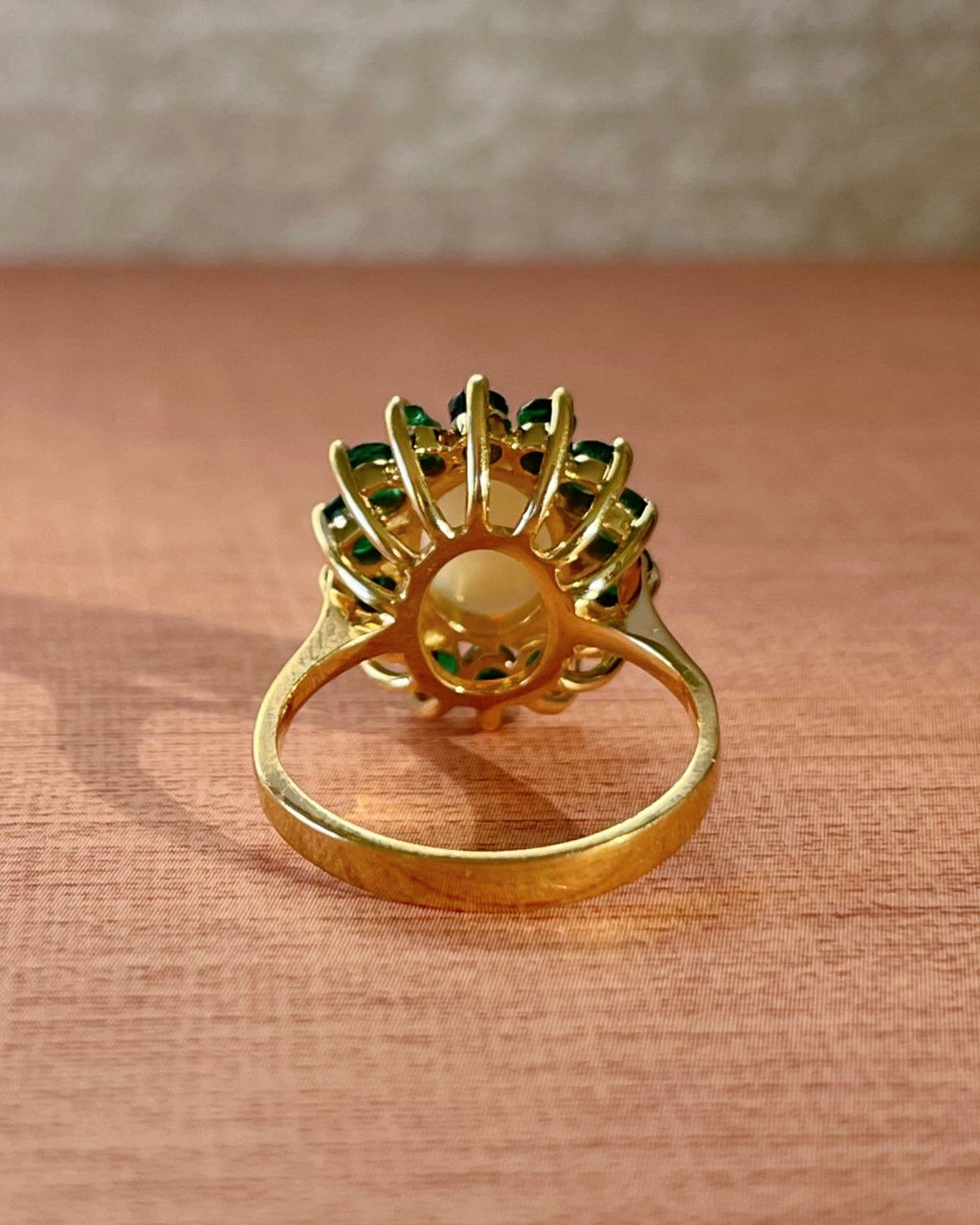 Vintage 14k Yellow Gold, Opal, and Emerald Cluster Ring - Clover Collective Antiques