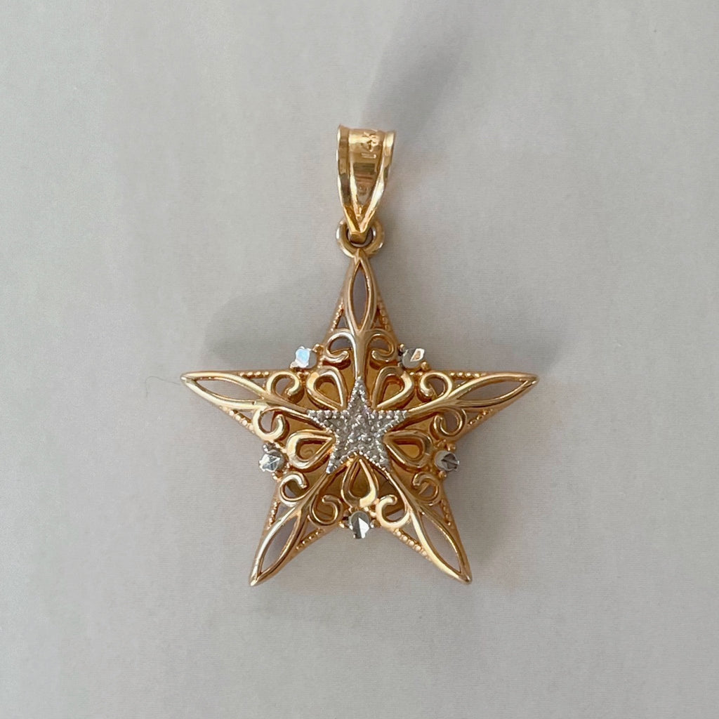 Vintage Michael Anthony 14k Two - Tone Gold and Diamond Star Pendant - Clover Collective Antiques