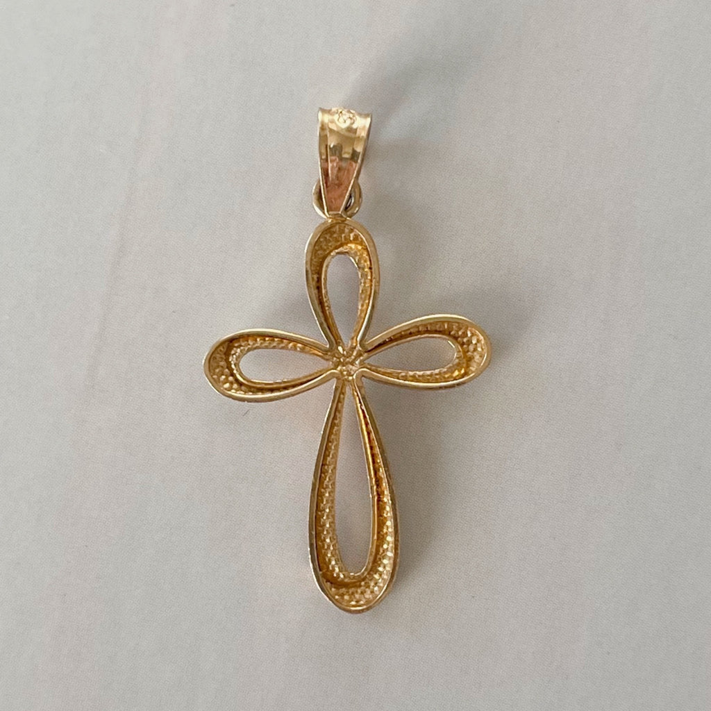 Vintage Michael Anthony 14k Yellow Gold Cross Pendant - Clover Collective Antiques