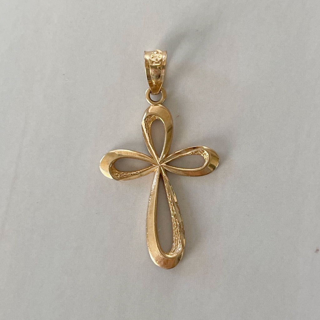 Vintage Michael Anthony 14k Yellow Gold Cross Pendant - Clover Collective Antiques