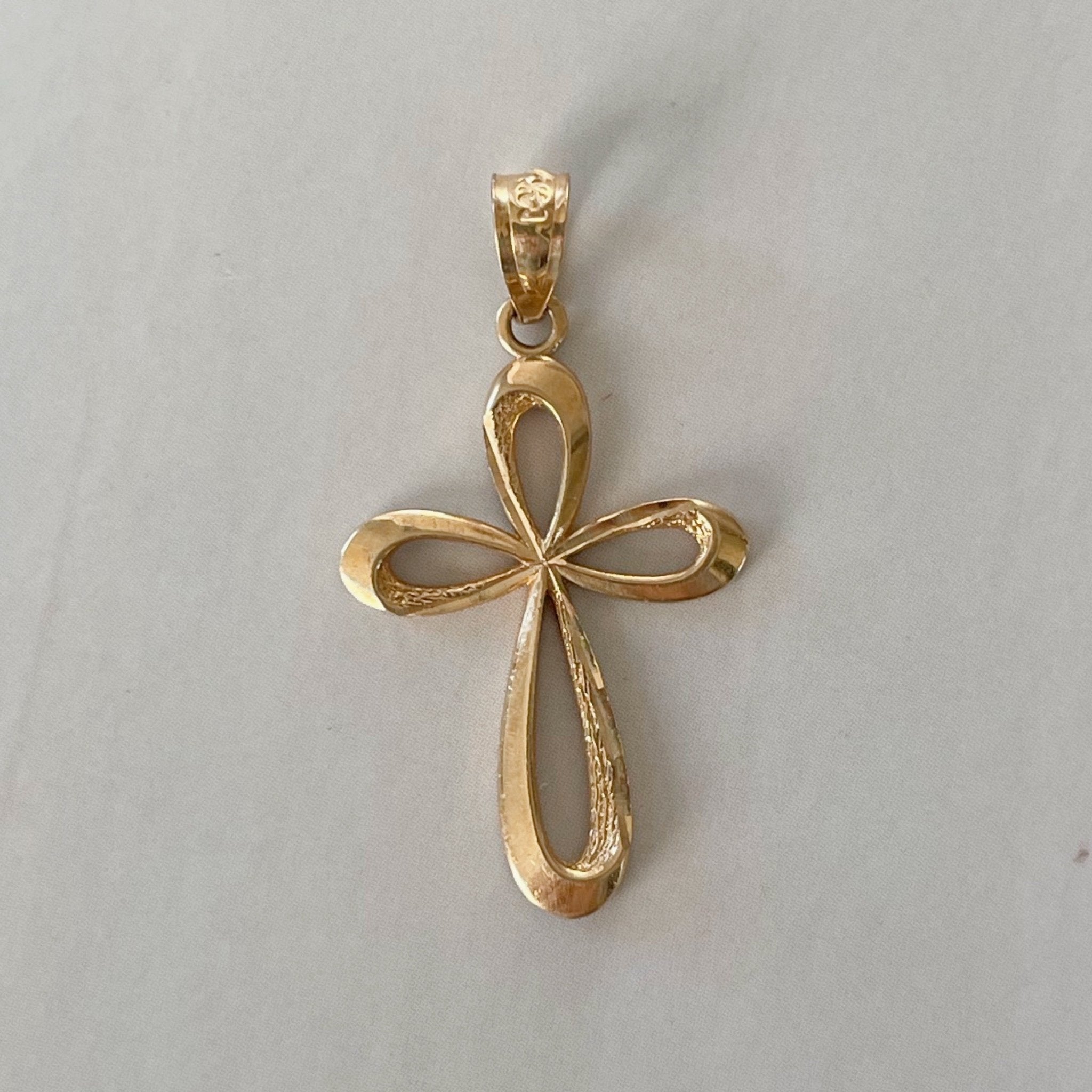 Vintage Michael Anthony 14k Yellow Gold Cross Pendant - Clover Collective Antiques