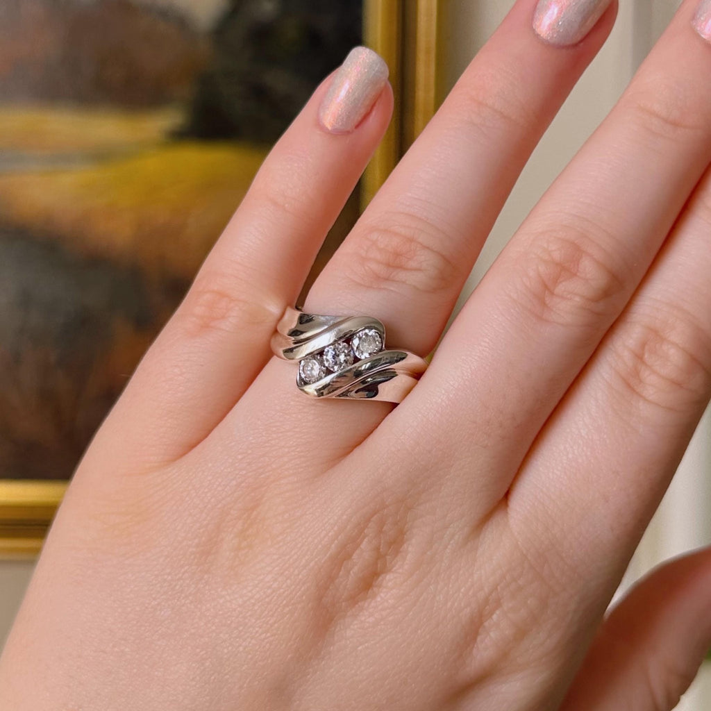 Vintage Sterling Silver and Cubic Zirconia Ring - Clover Collective Antiques