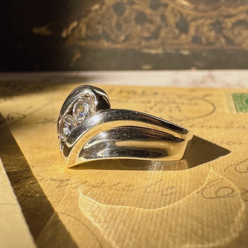 Vintage Sterling Silver and Cubic Zirconia Ring - Clover Collective Antiques
