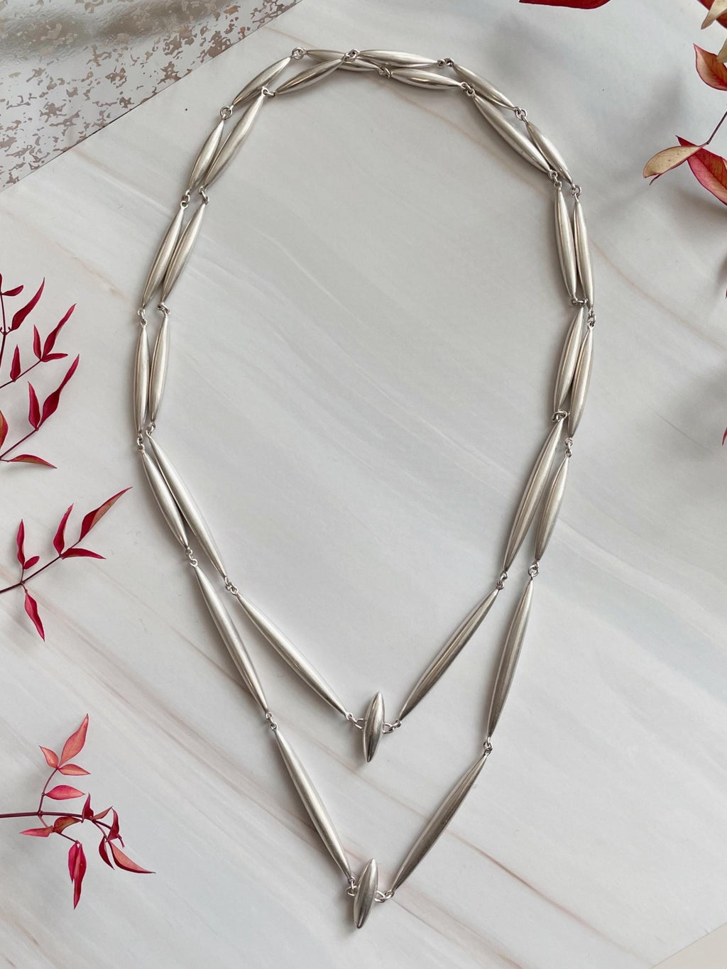 Vintage Ted Muehling Sterling Silver “Rice” Necklace - Clover Collective Antiques
