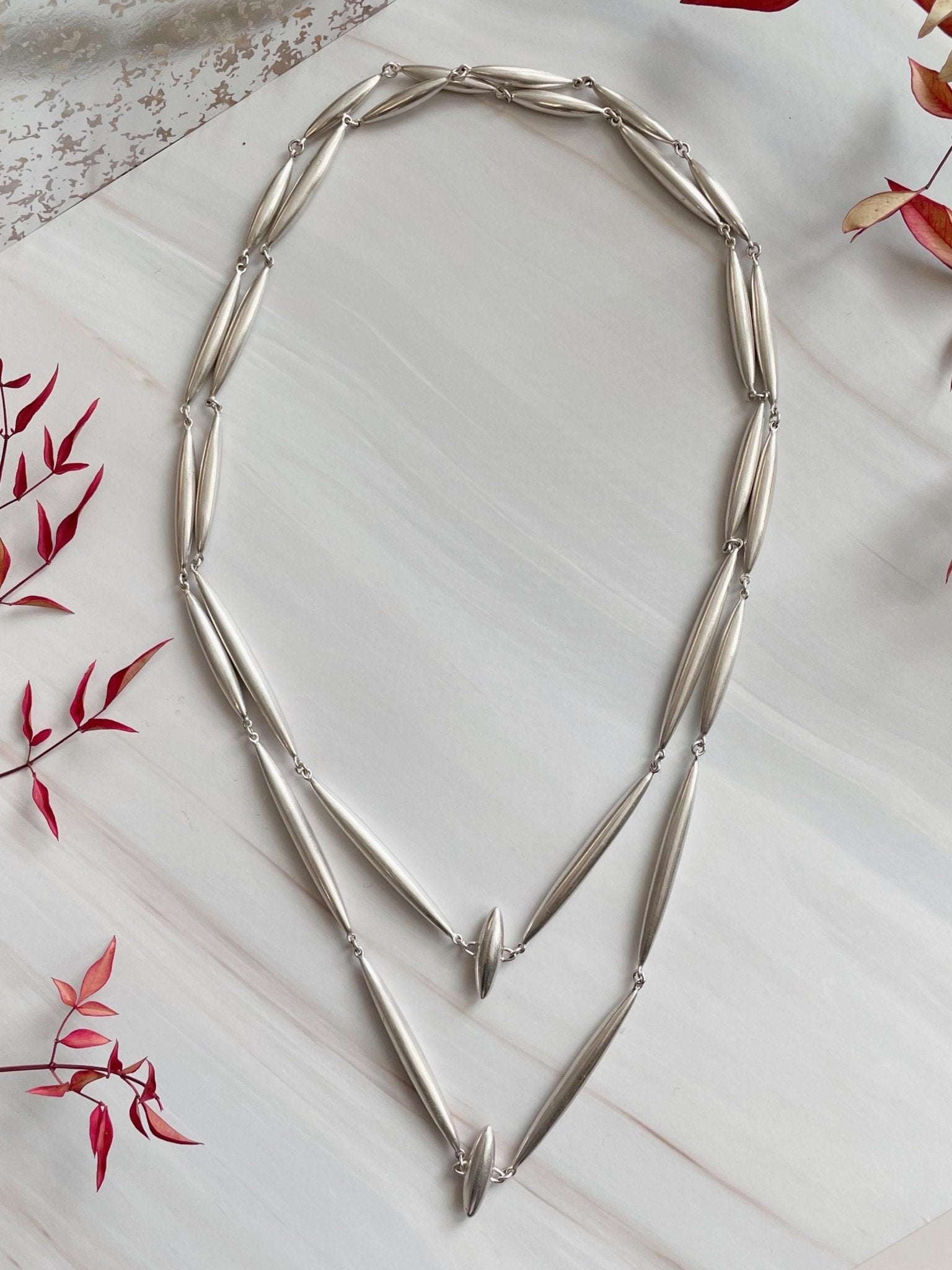 Vintage Ted Muehling Sterling Silver “Rice” Necklace - Clover Collective Antiques