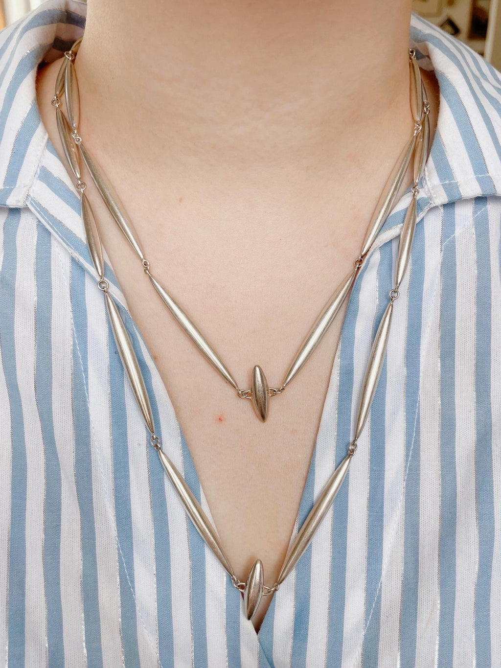 Vintage Ted Muehling Sterling Silver “Rice” Necklace - Clover Collective Antiques